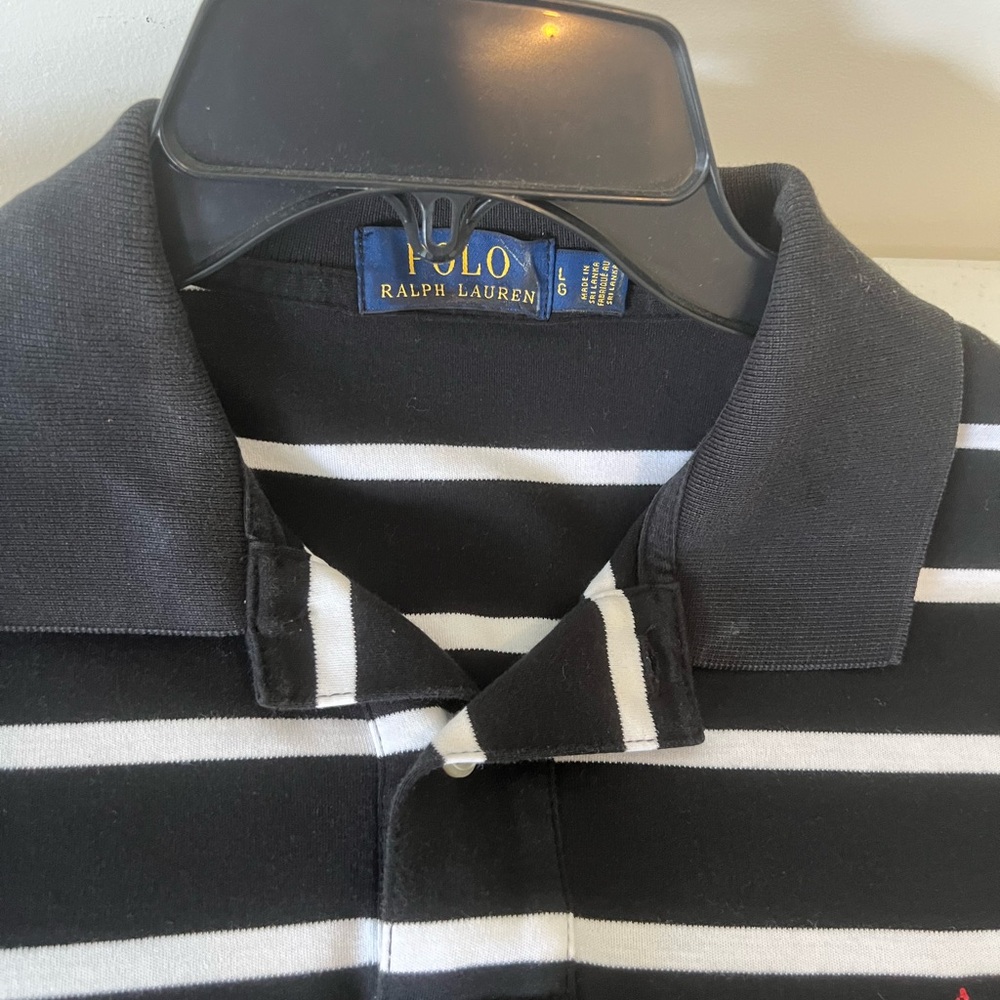 Polo by Ralph Lauren Men's Black and White Striped Polo